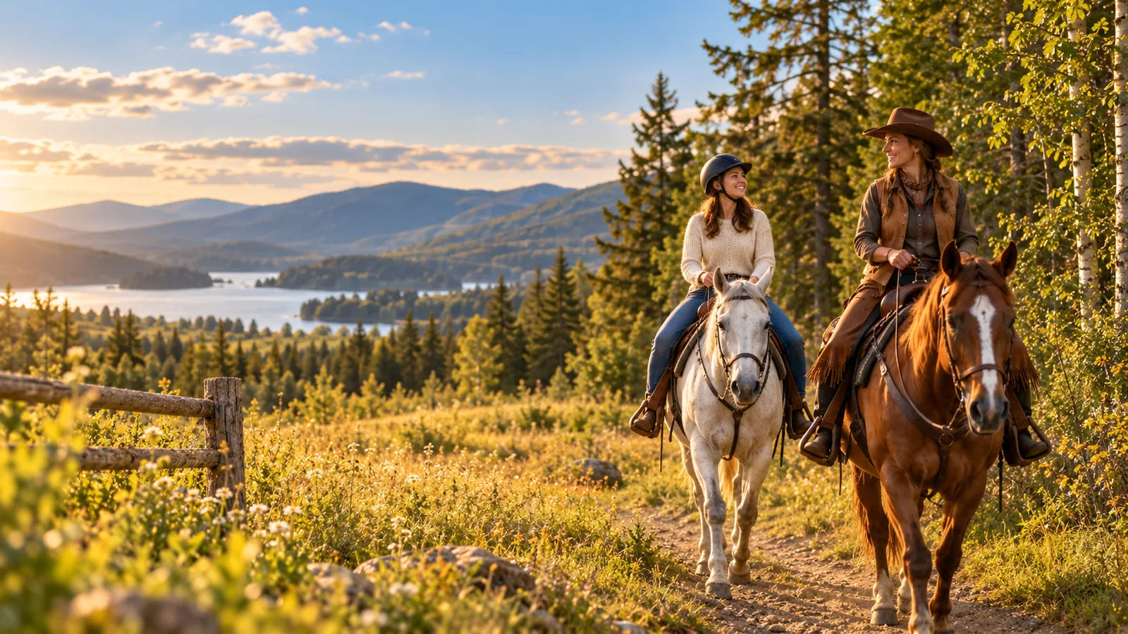 Horseback trail ride through a natural landscape